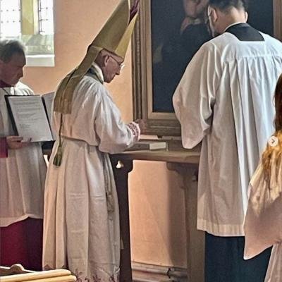 Bishop Martin of Chichester consecrates the new side altar